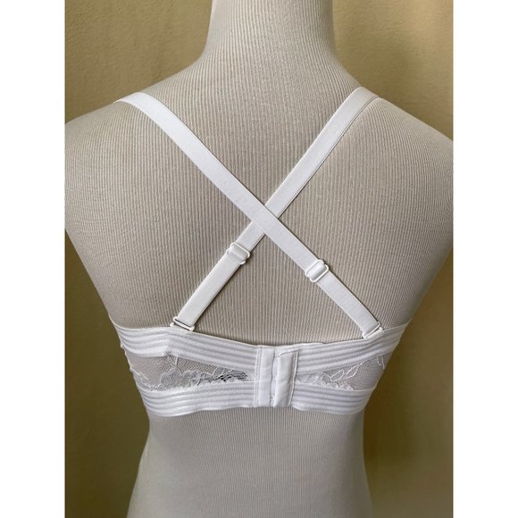 Maidenform White Lace Padded Full Coverage 5-Way Strap Bra - 40C - Picture 10 of 13
